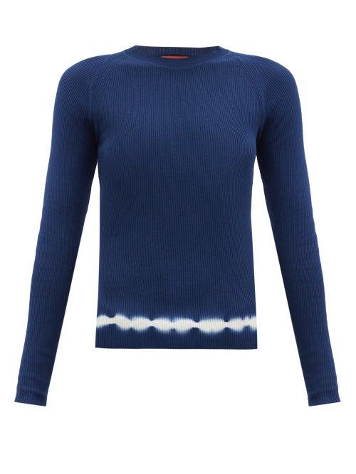 Matchesfashion.com Altuzarra - Kazuko Shibori-dye Hem Cotton Sweater - Womens - Blue
