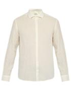 Matchesfashion.com Once Milano - Cutaway Collar Linen Shirt - Mens - Cream