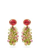 Matchesfashion.com Brigid Blanco - Tourmaline, Peridot & Yellow Gold Earrings - Womens - Pink