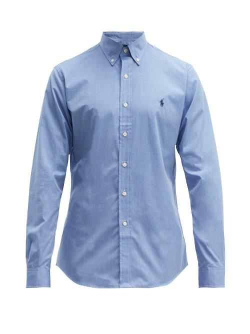 Matchesfashion.com Polo Ralph Lauren - Slim Fit Cotton Shirt - Mens - Light Blue