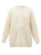 Matchesfashion.com Balenciaga - Logo-embroidered Cashmere Sweater - Womens - Cream