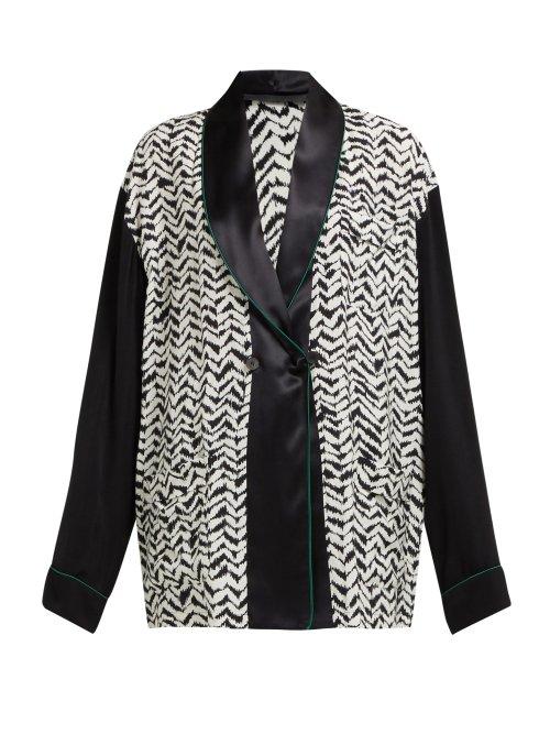 Matchesfashion.com Haider Ackermann - Greenfield Chevron Stripe Crepe Jacket - Womens - Black White
