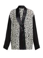 Matchesfashion.com Haider Ackermann - Greenfield Chevron Stripe Crepe Jacket - Womens - Black White