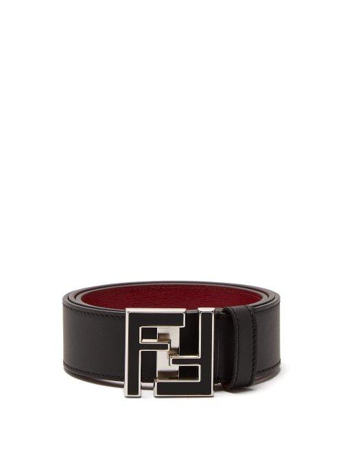 Matchesfashion.com Fendi - Ff Logo Buckle Leather Belt - Mens - Black Silver