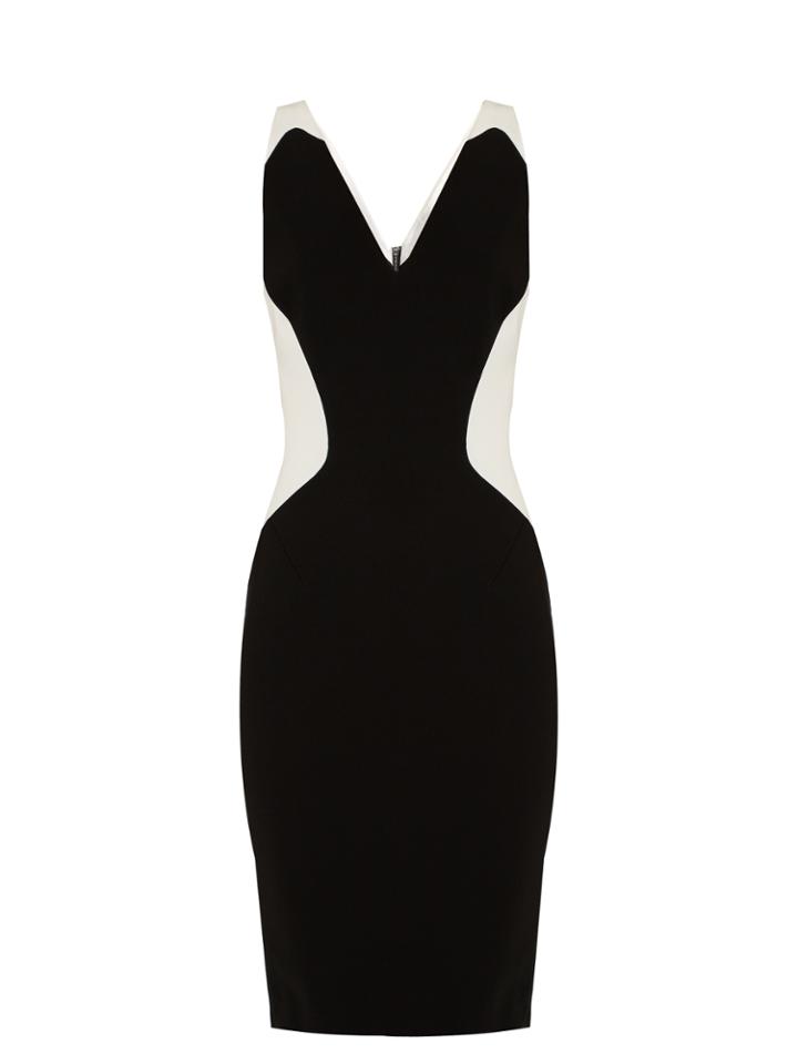 Mugler V-neck Bi-colour Cady Dress
