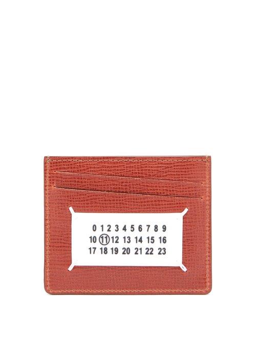 Matchesfashion.com Maison Margiela - Label Tab Grained Leather Cardholder - Mens - Brown