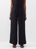 Casa Raki - Natalia Organic-linen High-rise Trousers - Womens - Black
