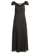 Matchesfashion.com Brock Collection - Polka Dot Print Button Down Silk Dress - Womens - Black Print