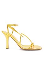 Matchesfashion.com Bottega Veneta - Bv Line Square-toe Leather Sandals - Womens - Gold