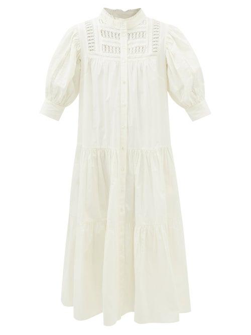 Sea - Thora Embroidered Cotton-voile Midi Dress - Womens - Cream