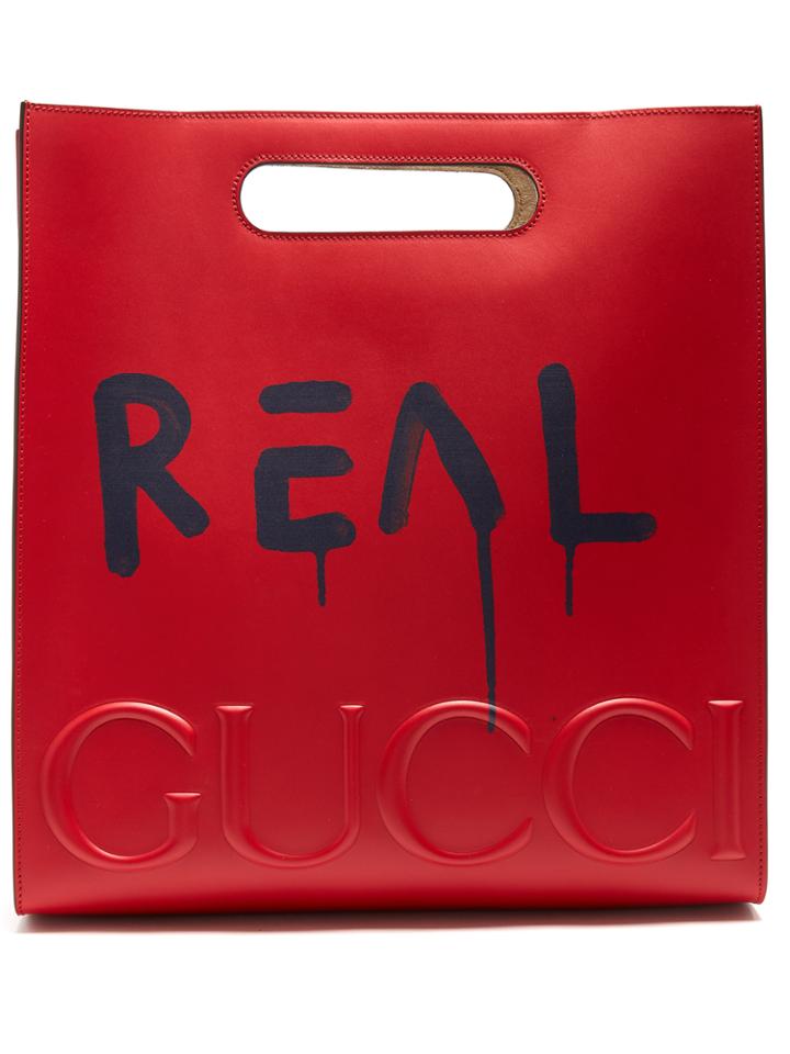 Guccighost-print Leather Tote