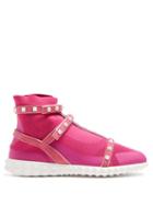 Matchesfashion.com Valentino - Free Rockstud Body Tech High Top Trainers - Womens - Pink White