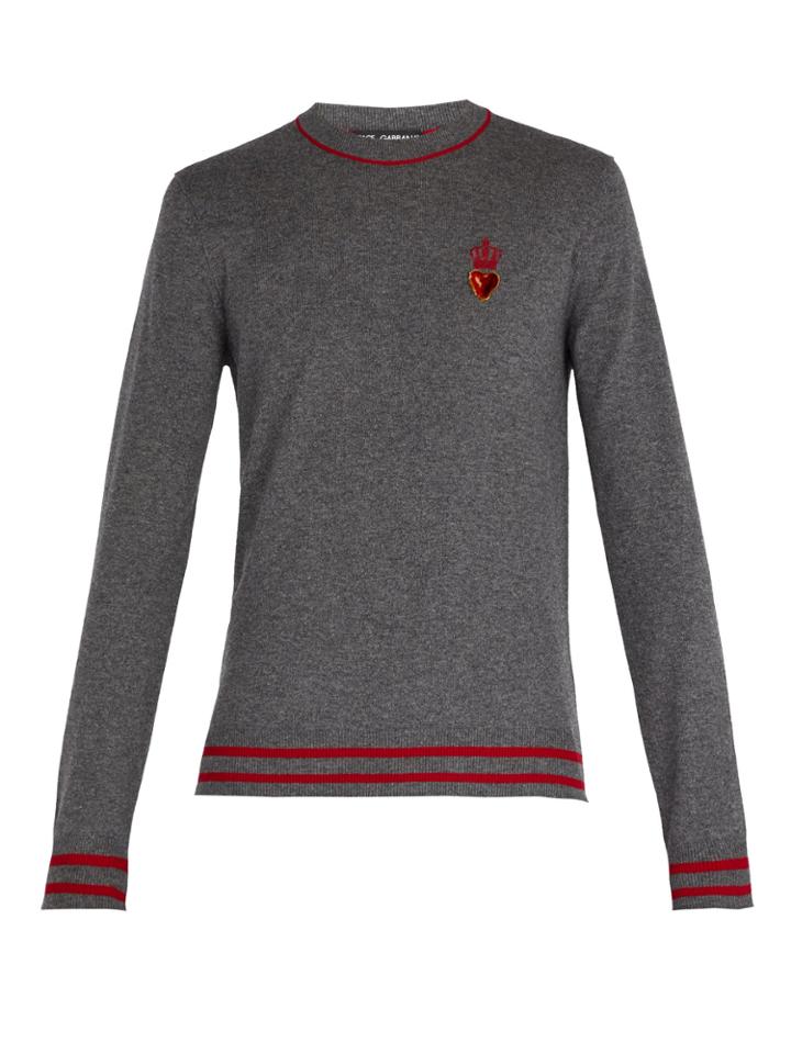 Dolce & Gabbana Heart And Crown Cashmere And Wool-blend Sweater