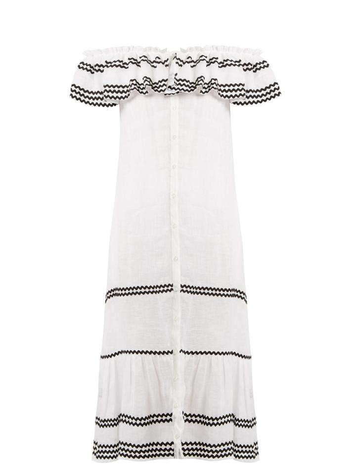 Lisa Marie Fernandez Mira Ruffle-trimmed Button-through Linen Dress