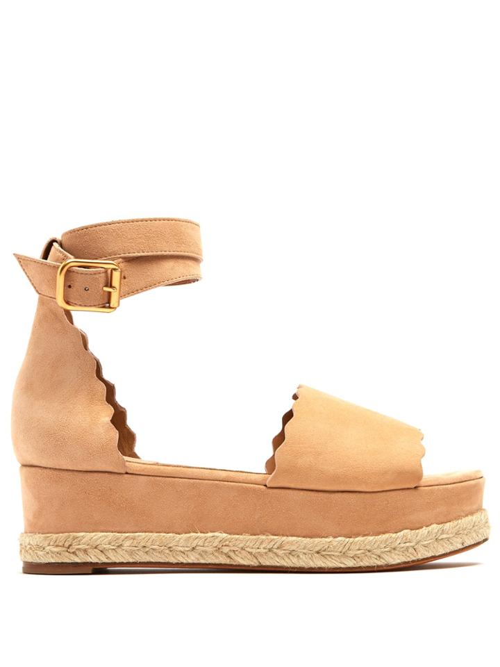 Chloé Lauren Scallop-edge Suede Platform Espadrilles