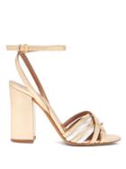 Matchesfashion.com Tabitha Simmons - Toni Block Heel Metallic Sandals - Womens - Silver Gold