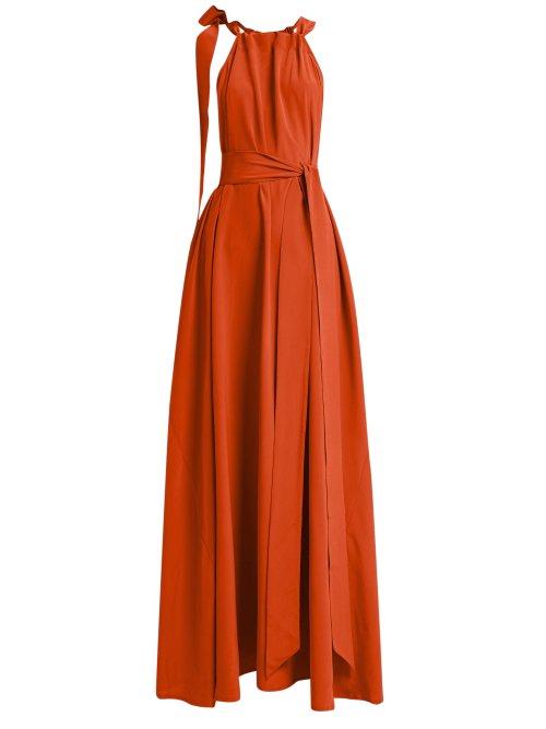 Matchesfashion.com Kalita - Camille Halterneck Silk Habotai Maxi Dress - Womens - Coral