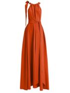 Matchesfashion.com Kalita - Camille Halterneck Silk Habotai Maxi Dress - Womens - Coral