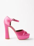 Malone Souliers - Yuri 125 Satin Block-heel Sandals - Womens - Pink