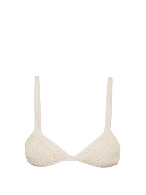 She Made Me Laharia Chevron Crochet Triangle Bikini Top