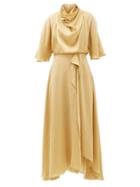 Matchesfashion.com Roksanda - Senja Draped Faille Midi Dress - Womens - Gold