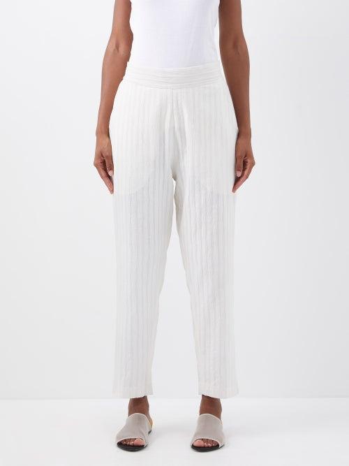 Delos - Cyrus Embroidered Cotton Trousers - Womens - White