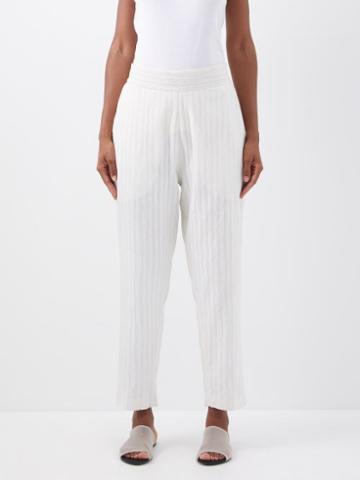 Delos - Cyrus Embroidered Cotton Trousers - Womens - White