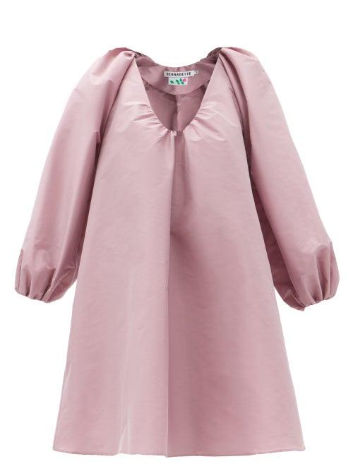 Matchesfashion.com Bernadette - George Gathered V-neck Taffeta Mini Dress - Womens - Pink