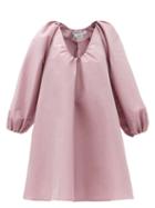 Matchesfashion.com Bernadette - George Gathered V-neck Taffeta Mini Dress - Womens - Pink
