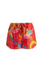 Matchesfashion.com Etro - Abstract Print Silk Shorts - Womens - Red