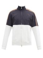 Matchesfashion.com Brunello Cucinelli - Panelled Zip-up Cotton-blend Track Jacket - Mens - Blue Multi