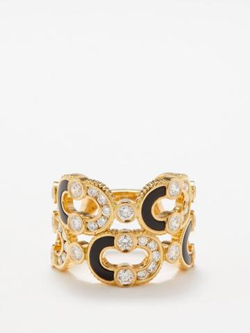 Viltier - Magnetic Double Enchane Diamond & Onyx Ring - Womens - Black Multi