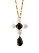 Matchesfashion.com Oscar De La Renta - Baroque Faux Pearl And Crystal Brooch Necklace - Womens - Black