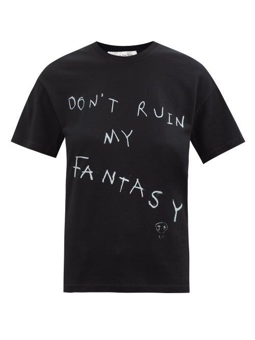Ludovic De Saint Sernin - Don't Ruin My Fantasy-print Cotton-jersey T-shirt - Womens - Black