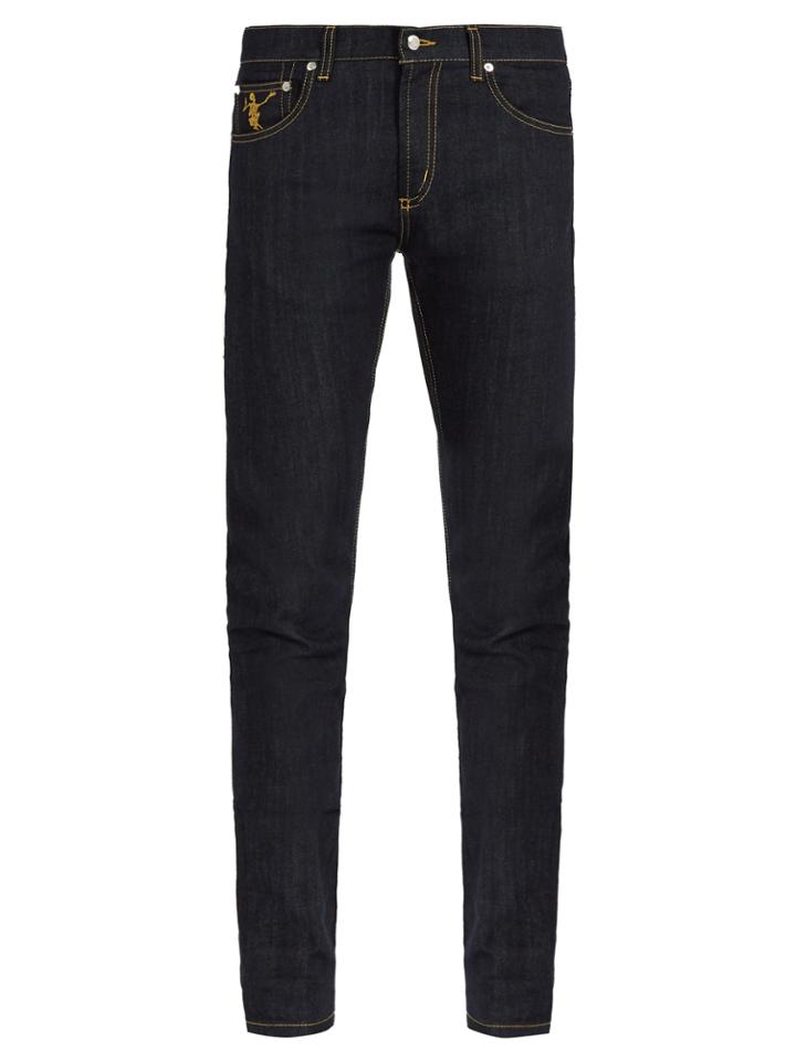 Alexander Mcqueen Dancing Skeleton-embroidered Skinny Jeans