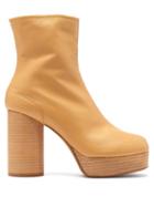 Matchesfashion.com Maison Margiela - Tabi Platform Split Toe Leather Ankle Boots - Womens - Tan