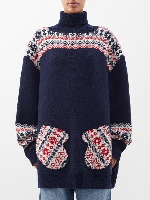 Raey - Responsible-wool Mitten Pocket Jumper - Womens - Navy