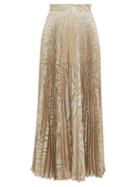 Matchesfashion.com Dundas - Pleated Silk Blend Maxi Skirt - Womens - Silver Multi