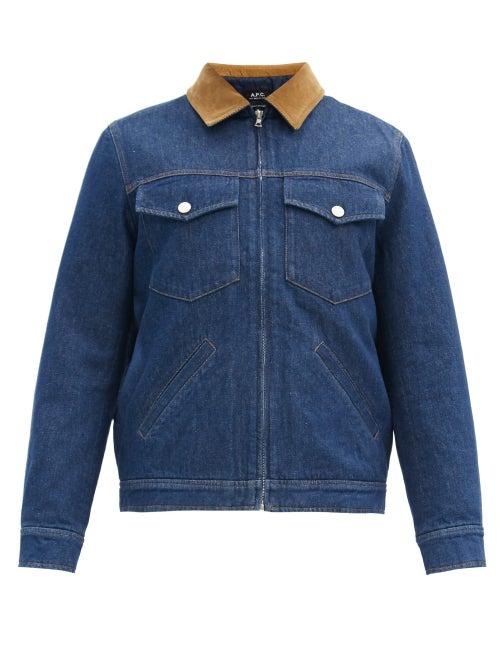 Matchesfashion.com A.p.c. - Linded Corduroy-collar Denim Jacket - Mens - Blue