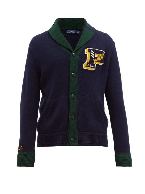 Matchesfashion.com Polo Ralph Lauren - Logo Appliqu Cotton Cardigan - Mens - Navy