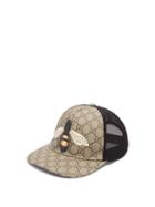 Matchesfashion.com Gucci - Gg And Bee Print Mesh Hat - Mens - Beige