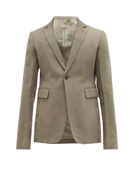 Matchesfashion.com Rick Owens - Single Breasted Cropped Wool Blazer - Mens - Grey