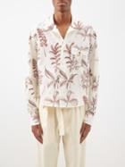 S.s. Daley - Halleman Botanical-print Cotton-poplin Shirt - Mens - Cream Multi