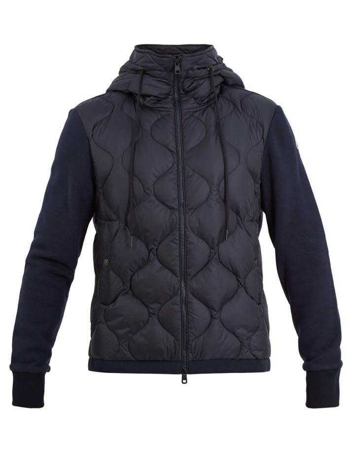 Moncler Hooded Contrast-panel Quilted Down Jacket