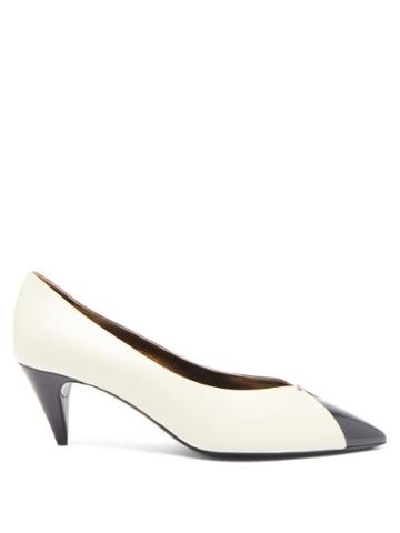 Matchesfashion.com Saint Laurent - Lola Point-toe Leather Pumps - Womens - Cream