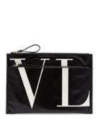 Matchesfashion.com Valentino - Vltn Double Zip Pouch - Mens - Black White