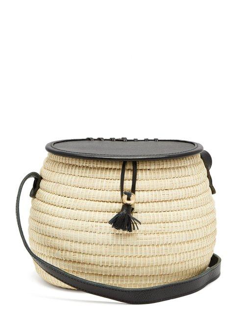 Matchesfashion.com Sensi Studio - Leather And Toquilla Straw Basket Bag - Womens - Black Multi