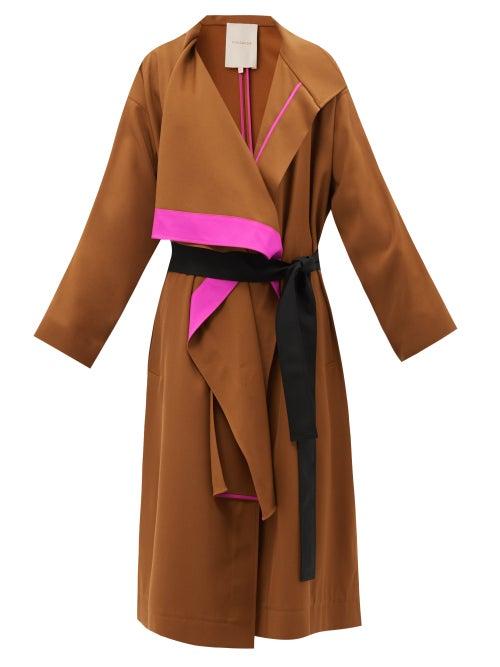 Roksanda - Cortia Asymmetric Wool-twill Coat - Womens - Brown