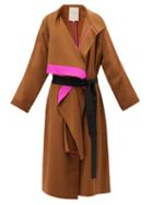 Roksanda - Cortia Asymmetric Wool-twill Coat - Womens - Brown