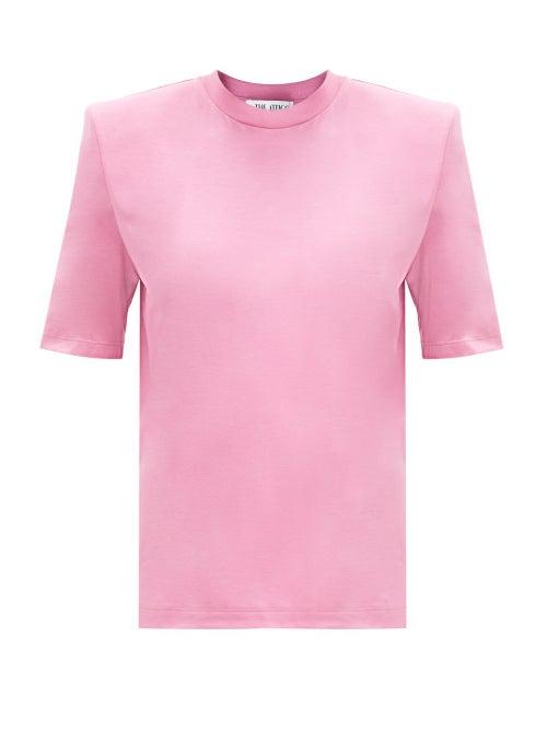 Matchesfashion.com The Attico - Padded-shoulder Cotton T-shirt - Womens - Pink